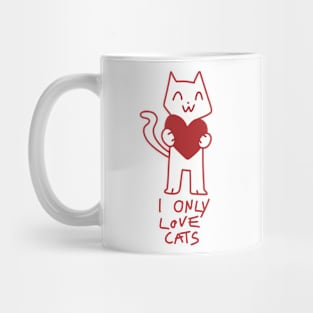 I only love cats cute illustration red Mug